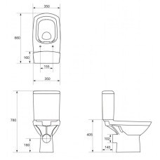 Унитаз-компакт безободковый с сиденьем микролифт Cersanit Carina KO-CAR011-3/5-COn-DL