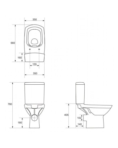 Унитаз-компакт безободковый с сиденьем микролифт Cersanit Carina KO-CAR011-3/5-COn-DL