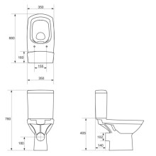 Унитаз-компакт безободковый с сиденьем микролифт Cersanit Carina KO-CAR011-3/5-COn-S-DL