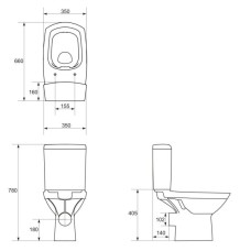 Унитаз-компакт безободковый с сиденьем микролифт Cersanit Carina KO-CAR011-3/5-COn-S-DL