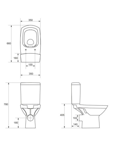Унитаз-компакт безободковый с сиденьем микролифт Cersanit Carina KO-CAR011-3/5-COn-S-DL