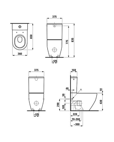 Унитаз компакт Laufen Pro New 8.2595.2.000.231.1 без бачка и сиденья