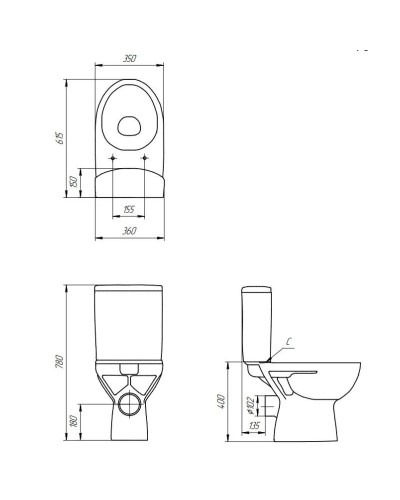 Унитаз-компакт безободковый с сиденьем микролифт Cersanit Parva KO-PA011-3/6-COn-DL