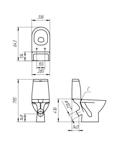 Унитаз-компакт с сиденьем микролифт Cersanit Granta KO-GRA031-3/6-DL-n-w