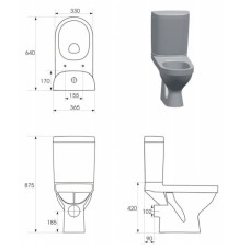 Унитаз-компакт с сиденьем микролифт Cersanit Kristal KO-KRI011-3/6-DL-w