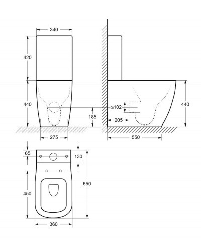Унитаз компакт Cezares Lux CZR-159-CPR без бачка и сиденья