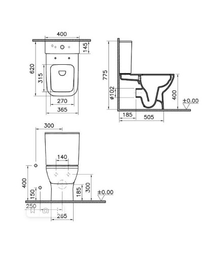 Унитаз компакт Vitra Integra Square 9833B003-7204 с бачком и сиденьем Микролифт