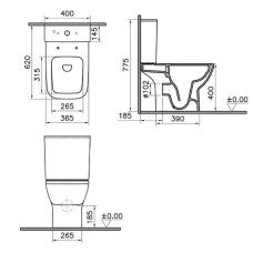 Унитаз компакт Vitra Integra Square Open-Back 9833B003-7205 с бачком и сиденьем Микролифт