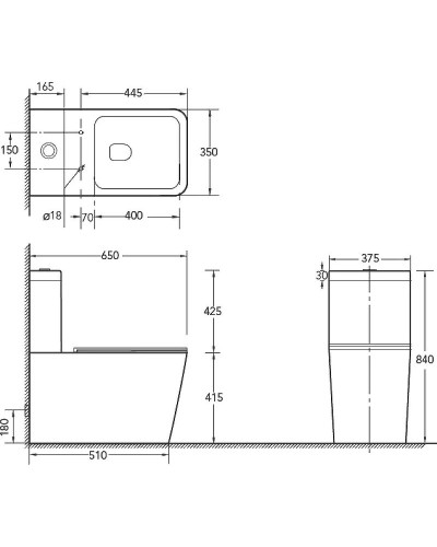 Унитаз компакт SantiLine SL-5017 Белый с бачком и сиденьем Микролифт