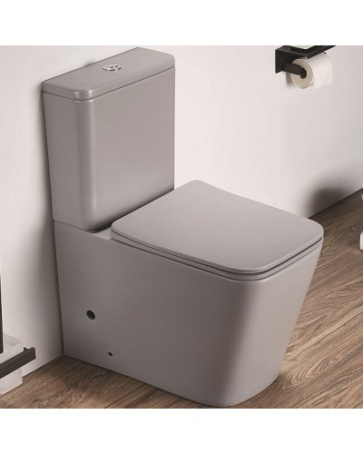 Унитаз компакт CeramaLux 2170AXMH Светло-серый матовый с бачком и сиденьем Микролифт