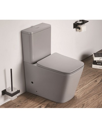 Унитаз компакт CeramaLux 2170AXMH Светло-серый матовый с бачком и сиденьем Микролифт