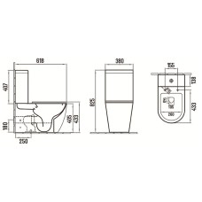 Унитаз компакт CeramaLux 2166XMDH Серый матовый с бачком и сиденьем Микролифт