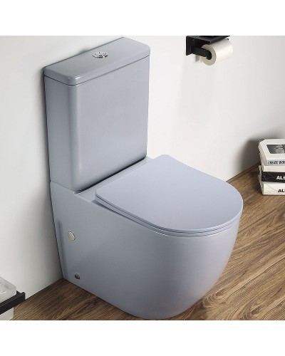 Унитаз компакт CeramaLux 2166XMHL Голубой матовый с бачком и сиденьем Микролифт