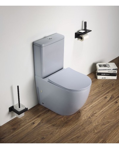 Унитаз компакт CeramaLux 2166XMHL Голубой матовый с бачком и сиденьем Микролифт