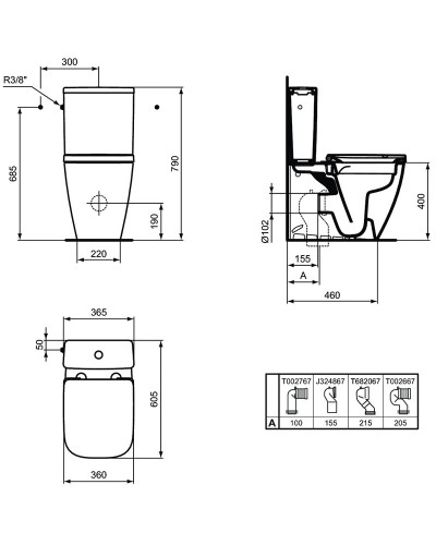 Унитаз компакт Ideal Standard I.Life S T500001 без бачка и сиденья