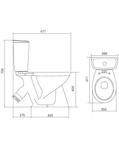 Унитаз-компакт с сиденьем полипропилен Santek Бриз 1.WH20.2.569