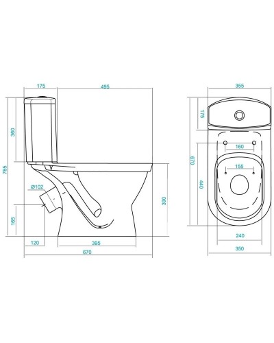 Унитаз-компакт антивсплеск с сиденьем Santek Алькор 1.WH30.2.140