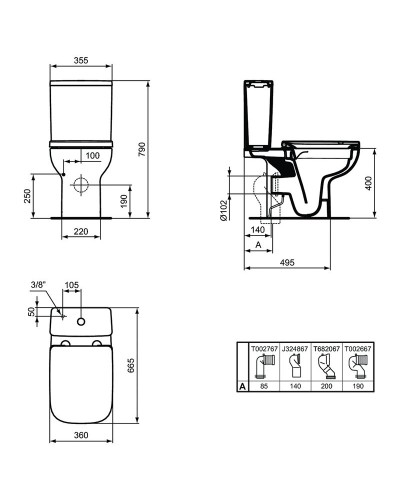 Унитаз компакт Ideal Standard I.Life A T472101 без бачка и сиденья