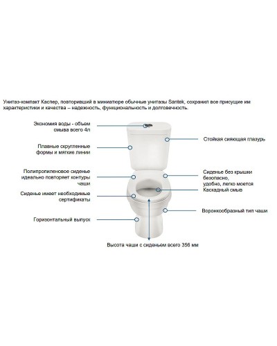 Унитаз компакт Santek Каспер Детский Стандарт 1WH501741 с бачком и сиденьем