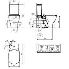 Унитаз-компакт безободковый с сиденьем микролифт Ideal Standard Tesi T0082V1