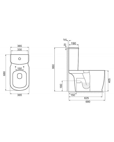 Унитаз компакт BelBagno Prado BB10150CP/BB10150SC без бачка с сиденьем Микролифт