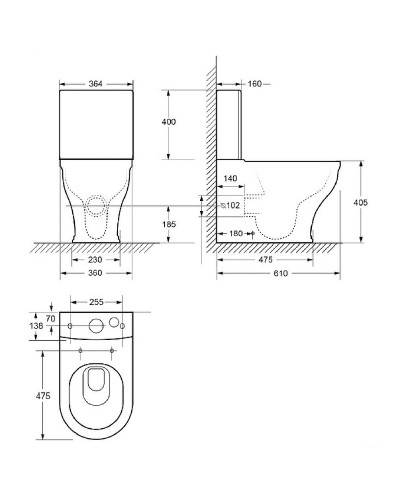 Унитаз компакт Cezares Giubileo CZR-165-CPR/CZR-6045-SC с бачком с сиденьем Микролифт
