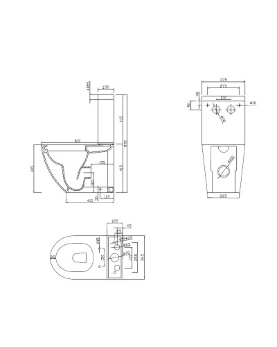 Унитаз компакт Cezares Stylus CZR-152-CPR/CZR-GN-SC без бачка с сиденьем Микролифт