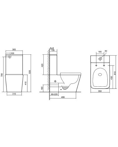 Унитаз компакт Abber Rechteck AC1210TMW Белый матовый с бачком и сиденьем Микролифт