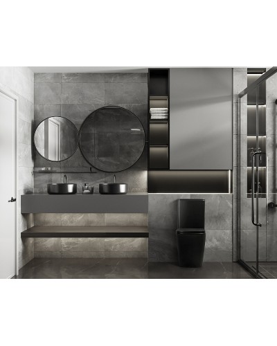 Унитаз компакт Abber Rechteck AC1210TMB Черный матовый с бачком и сиденьем Микролифт