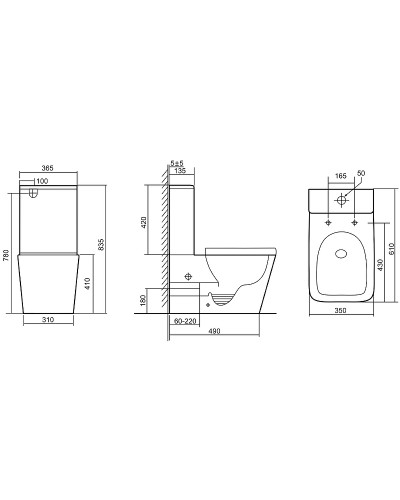 Унитаз компакт Abber Rechteck AC1210TMB Черный матовый с бачком и сиденьем Микролифт