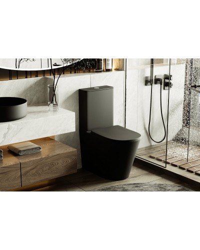 Унитаз компакт Abber Bequem AC1112TMB Черный матовый с бачком и сиденьем Микролифт