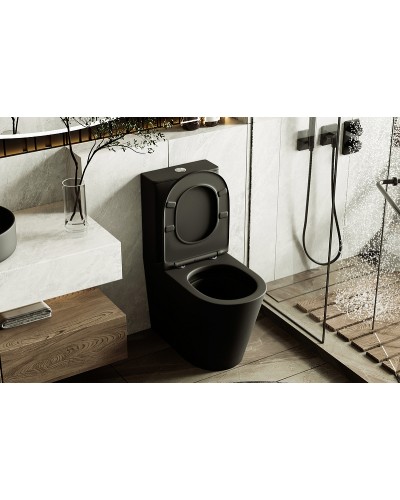 Унитаз компакт Abber Bequem AC1112TMB Черный матовый с бачком и сиденьем Микролифт