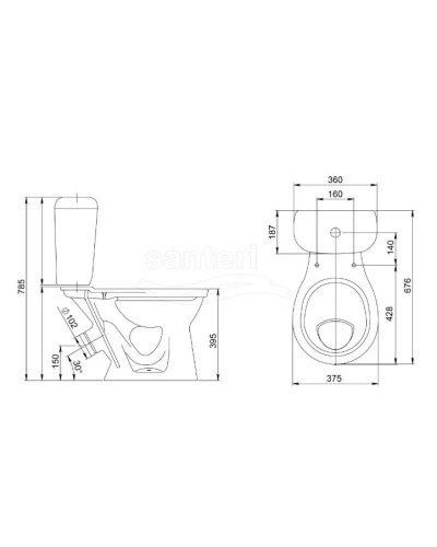 Унитаз-компакт с сиденьем Santeri Victoria 1.P301.6.S01.00B.F (4607143311299)