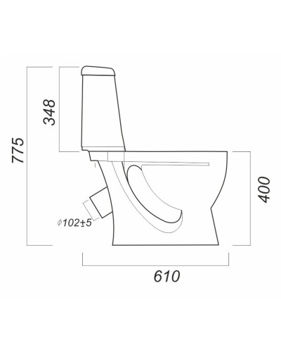 Унитаз-компакт косой выпуск с сиденьем дюропласт с микролифтом Sanita Идеал комфорт IDLSACC01030713