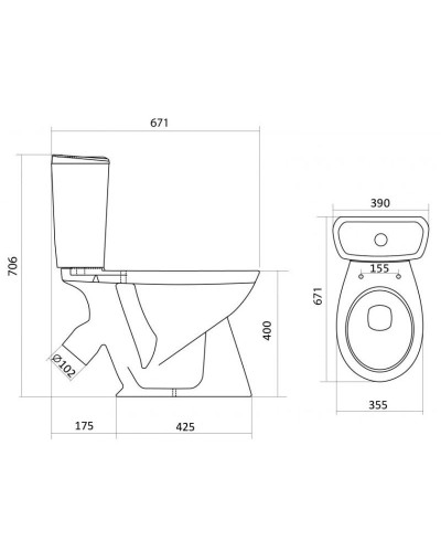 Унитаз-компакт с сиденьем Santek Бриз 1.WH30.2.138