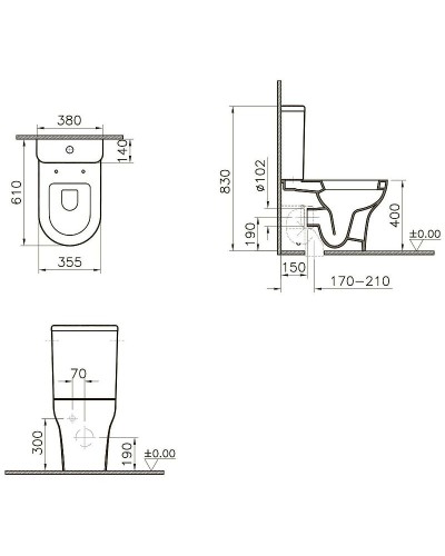 Унитаз компакт Vitra Zentrum 9012B003-7202 с бачком и сиденьем Микролифт