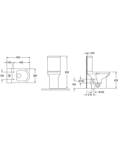 Унитаз-компакт безободковый с сиденьем микролифт Jacob Delafon Elite E29723-00