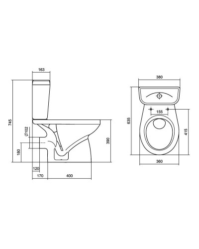 Унитаз-компакт с сиденьем полипропилен Santek Анимо 1.WH11.0.035