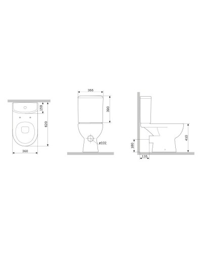 Унитаз-компакт безободковый с сиденьем микролифт Am.Pm Gem C908600SC