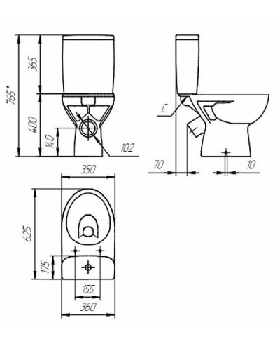 Унитаз компакт Cersanit Parva S-KO-PA011-3/6-COn-DL-w с бачком и сиденьем Микролифт