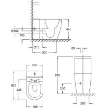 Унитаз-компакт безободковый с сиденьем микролифт Jacob Delafon Soprano UJAK102-0 + ETAK212-0 + E33127-0