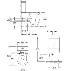 Унитаз-компакт безободковый с сиденьем микролифт Jacob Delafon Soprano UJAK102-0 + ETAK212-0 + E33127-0