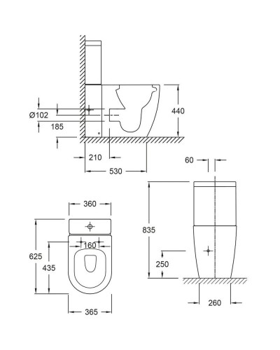 Унитаз-компакт безободковый с сиденьем микролифт Jacob Delafon Soprano UJAK102-0 + ETAK212-0 + E33127-0