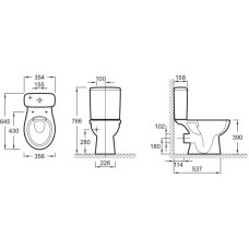 Унитаз-компакт безободковый с сиденьем микролифт Jacob Delafon Patio UJV102-00 + ETB212-00 + E70021-00