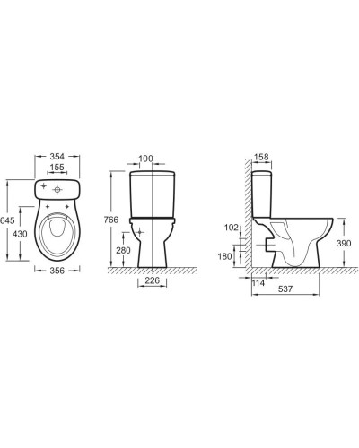 Унитаз-компакт безободковый с сиденьем микролифт Jacob Delafon Patio UJV102-00 + ETB212-00 + E70021-00
