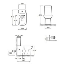 Унитаз-компакт с сиденьем Jacob Delafon Replay 4973K-00 + E4831-00 + 4964K-00