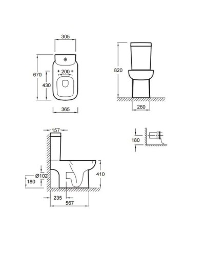 Унитаз-компакт с сиденьем Jacob Delafon Replay 4973K-00 + E4831-00 + 4964K-00