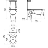Унитаз-компакт безободковый с сиденьем Jacob Delafon July E24541RU-0 + E24542RU-0