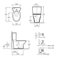 Унитаз-компакт с сиденьем микролифт Jacob Delafon Presquile 19077-00 + E1425-00