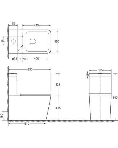 Унитаз-компакт безободковый с сиденьем микролифт SantiLine SL-5017MB